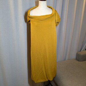 Bottega Veneta Gold Yellow Dress Midi Size 44 Made in Italy US 8 Large